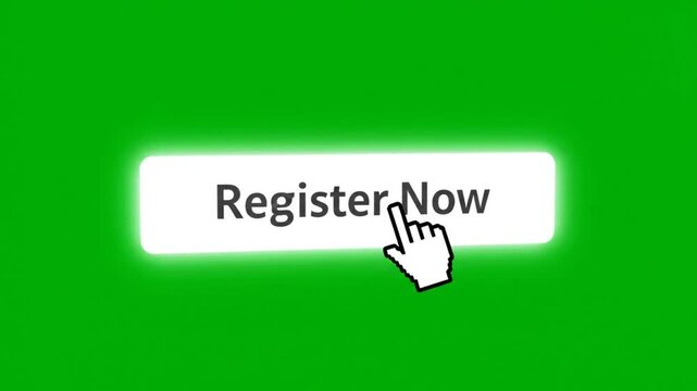 Clicking Register Now Button on Green Screen Background for Online Registration Website Concept