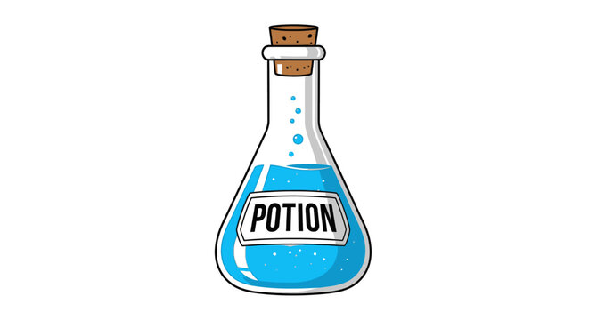 Cartoon potion bottle isolated on white background for magical or fantasy use