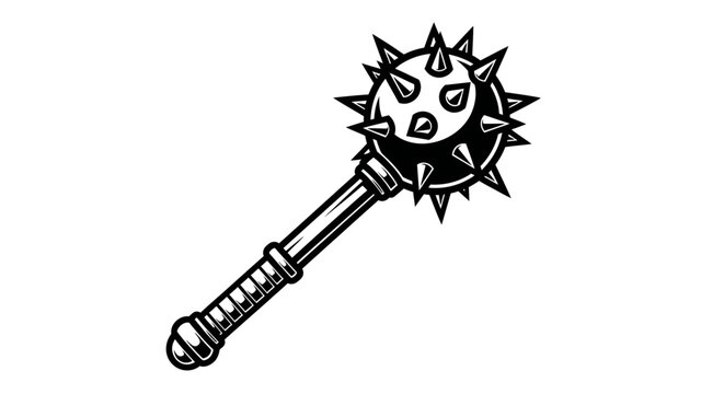 Medieval mace illustration isolated on white background for design