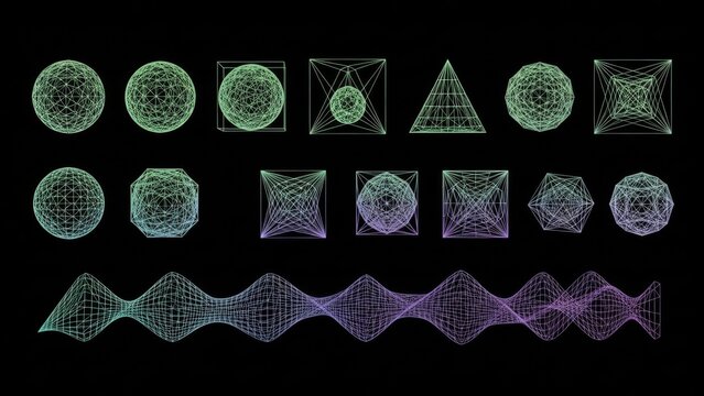 Abstract Geometric Shapes on Black Background