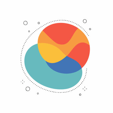 Abstract Colorful Organic Shapes with Dotted Border