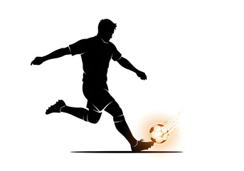Fototapeta premium Soccer player kicking a ball in motion silhouette