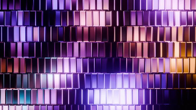 Abstract Purple and Gold Geometric Tile Grid Background Seamless Loop. 4K