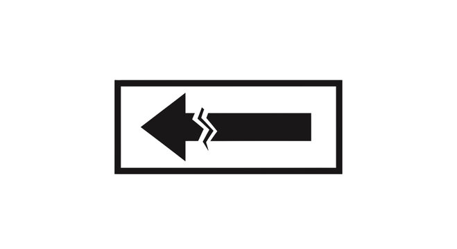 Black Arrow Symbol Pointing Left with Jagged Line Break