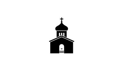 Obraz premium Simple black silhouette church icon design.
