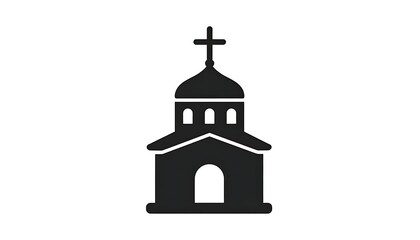 Obraz premium Simple church building with cross icon.
