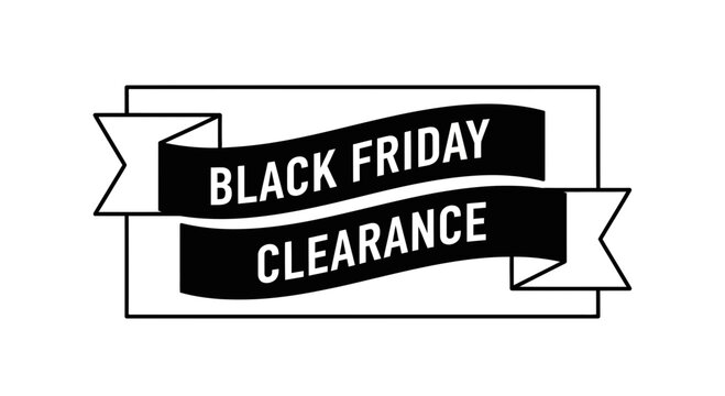Black Friday Clearance Sale Banner with Ribbon and Text