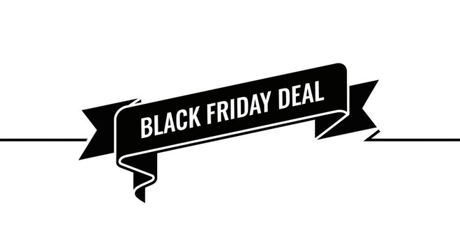 Black Friday Deal Banner with Ribbon and Text