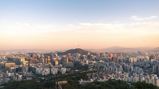 panoramic, tourist attractions in the city park of seoul City,
 Asia business concept image,panoramic modern cityscape building in korea. 