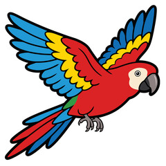 Fototapeta premium Cute Macaw Parrot Flying - Animal Illustration Isolated on Transparent Background 
