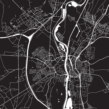 Maastricht Netherlands Vector Map, Detailed City Street Map Black and White Minimalist Line Art