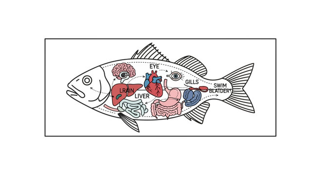 Fish Anatomy Diagram: Internal Organs, Brain, Heart, Liver, Gills, Swim Bladder
