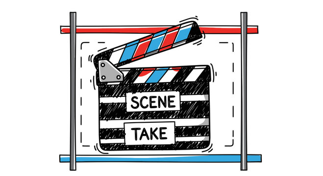 Film Clapperboard Scene Take Slate - Movie Production Equipment Doodle
