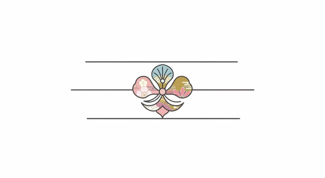 Elegant Floral Fleur-de-lis Ornament with Pastel Colors on White Background