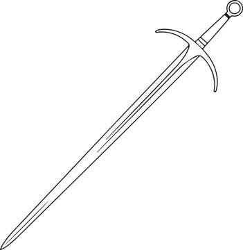 sword classic broadsword hilt pommel crossguard line art icon