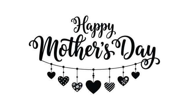 "Happy Mother's Day" typography vector in black 007