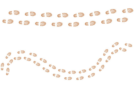 footprints shoe sole tracking path on transparent background, Shoes trail track vector illustrations