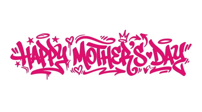 "Happy Mother's Day" typography vector in pink 007