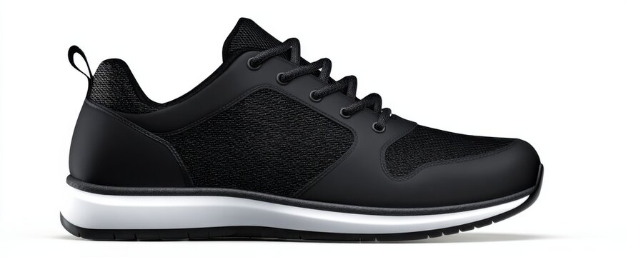 Stylish black jogging shoes set against a clean white backdrop