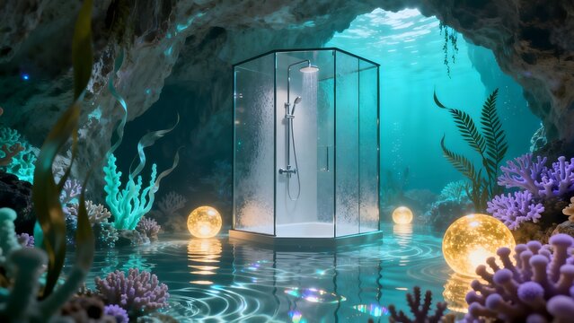 Shower in underwater cave