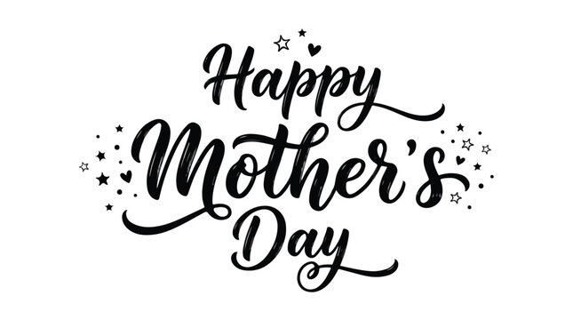 "Happy Mother's Day" typography vector in black 1