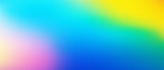 Obraz premium Vibrant abstract grainy gradient background with cyan, blue, yellow, and pink colors modern holographic noise texture