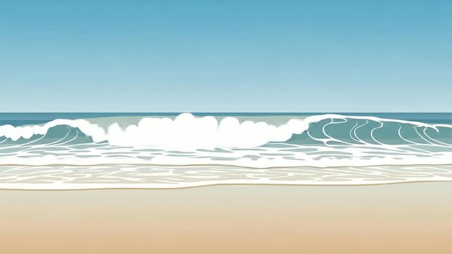 Stylized Animation of Ocean Waves Crashing on a Sandy Beach.