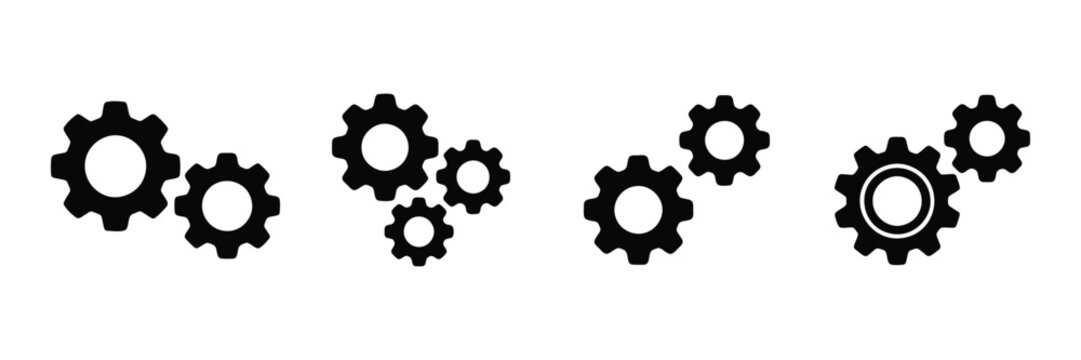 Interlocking gears icon silhouette vector illustration design