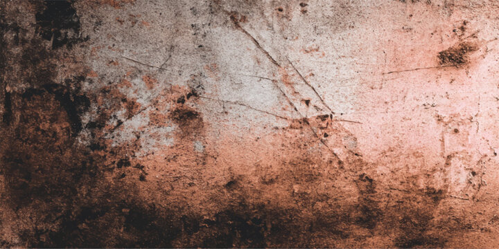 An old weathered rusty metal background with a rough textured grunge surface and brown paint pattern serves as an antique vintage backdrop