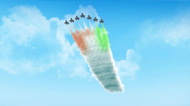 Niger Flag 3D Render Animation Created with Colored Smoke Trails by Aircraft