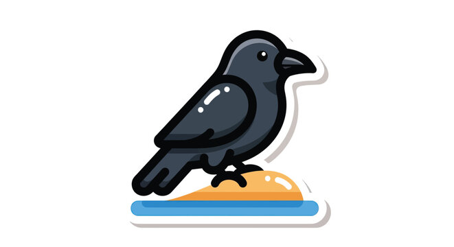 Black Bird Perched on Object.