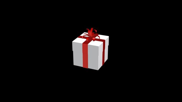 3D Gift Boxe white box gold ribbon on alpha channel loop animation, birthday and new year holiday presents isolated social media motion design element
