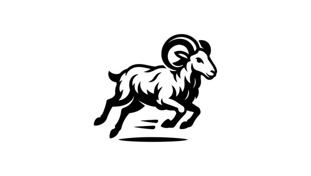 Mountain goat Vectors, Dramatic ram head in black and white with curly horns, Zodiac Aries (Ram) vector for logo or icon, Ram Tribal Tattoo Pro Vector, Ram Tribal Art Design Majestic Bighorn Sheep Ico
