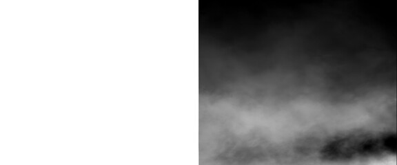 Fototapeta premium Atmospheric white smoke on black background, ethereal fog texture for overlay, mystical mist and hazy vapor clouds for cinematic design