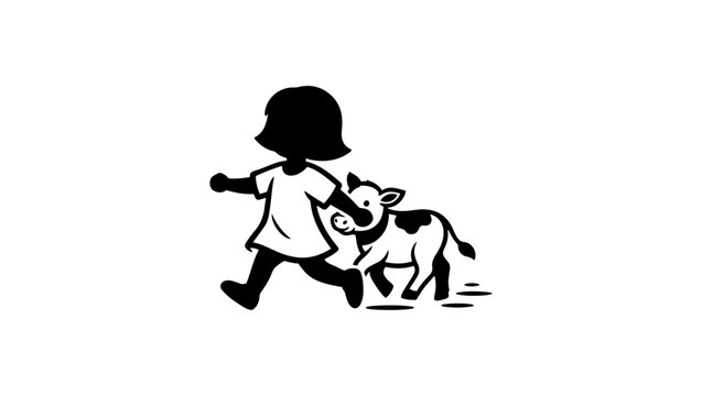 Girl with cow silhouette, Cowgirl Calf SVG, Farm Girl, a cute baby cow, Line art cow, Ride cow vector images & illustrations, Adorable Cartoon Cow Illustration Free Vector, Dancing cow Vectors, cartoo