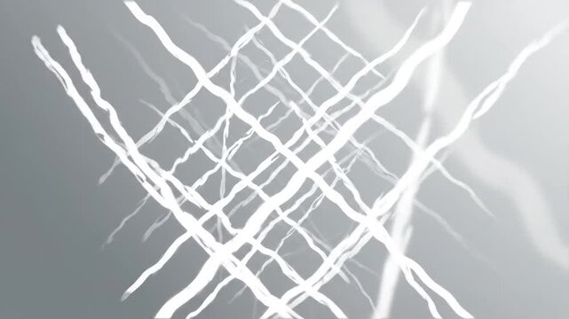 Abstract white lines forming a grid pattern on a gray gradient background for dynamic artistic visuals