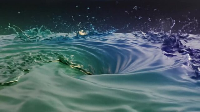 Mesmerizing ocean water vortex with water splashes and turbulent waves showcasing a mesmerizing and dynamic motion