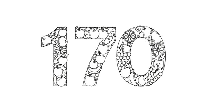 Number 170 Composed of Fresh Fruits and Vegetables Outline