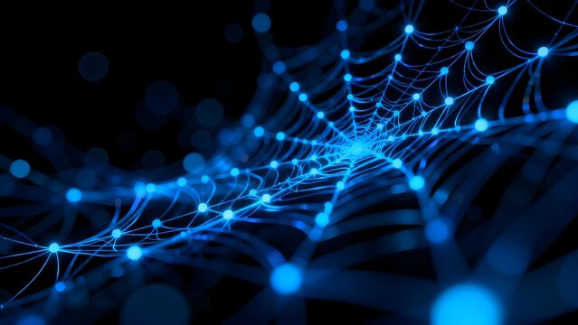 Blue glowing network web