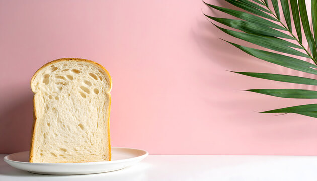 Minimal bread slice scene with clean composition simple food concept soft natural aesthetic