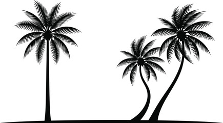 Tropical palm tree silhouette collection with island landscape design isolated vector illustration for summer travel and beach themes © uzzala