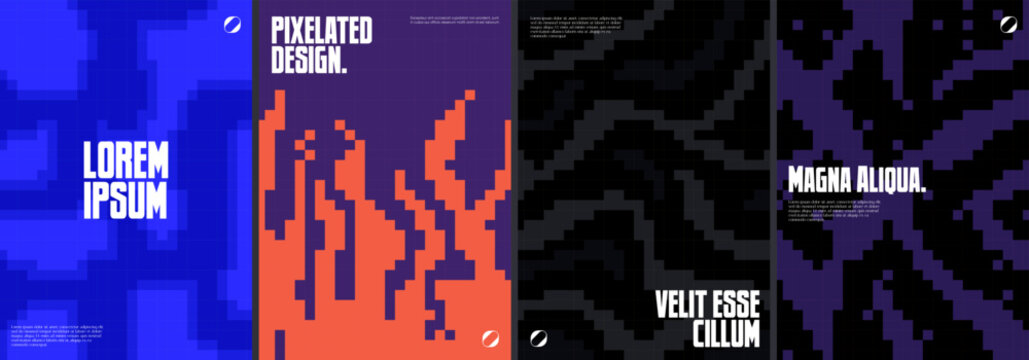 Asbtract posters with pixelated patterns design.