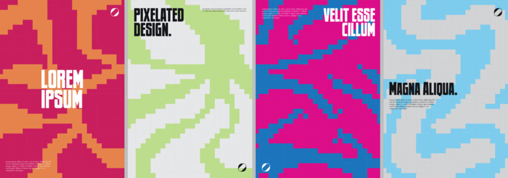 Asbtract posters with pixelated patterns design.