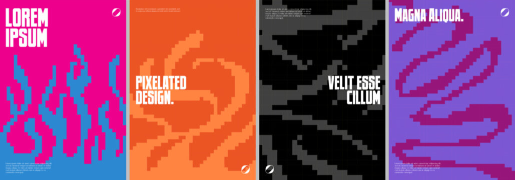 Asbtract posters with pixelated patterns design.