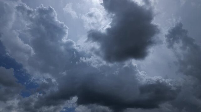 Incoming storm clouds cover the sky getting dark. Time-lapse stormy sky only video with copy space