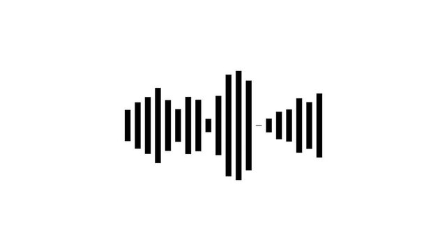 Black audio waveform equalizer animation with dynamic sound bars for music, podcast, broadcast, and modern video editing projects. Clean abstract visual effect, alpha channel