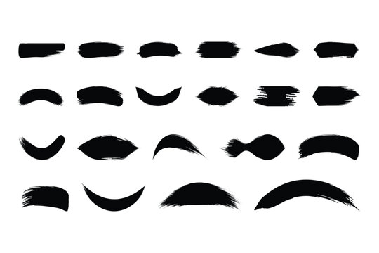 Brush stroke collection of black ink grunge paint banners and artistic texture vectors