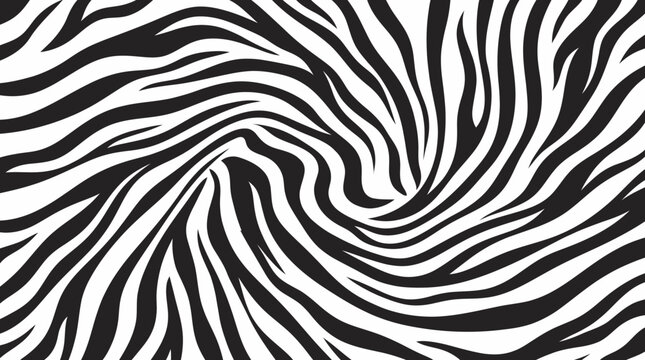 Zebra pattern with swirling black and white stripes.