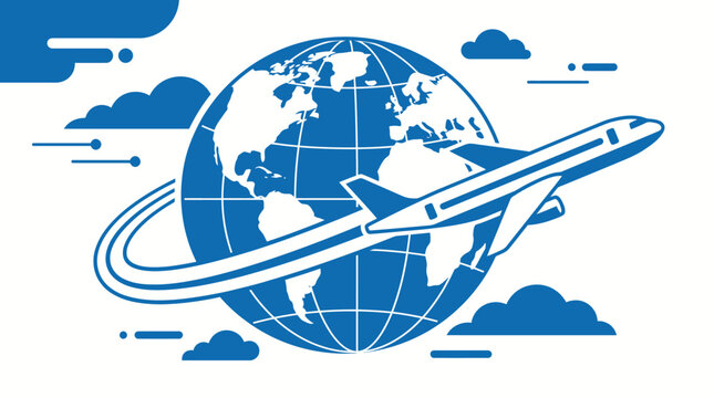Air travel around the world concept.