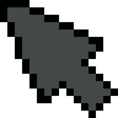 Naklejka premium Arrow cursor pixel art vector icon, grey black outline mouse pointer, tap press click web app, 8 bit game interface